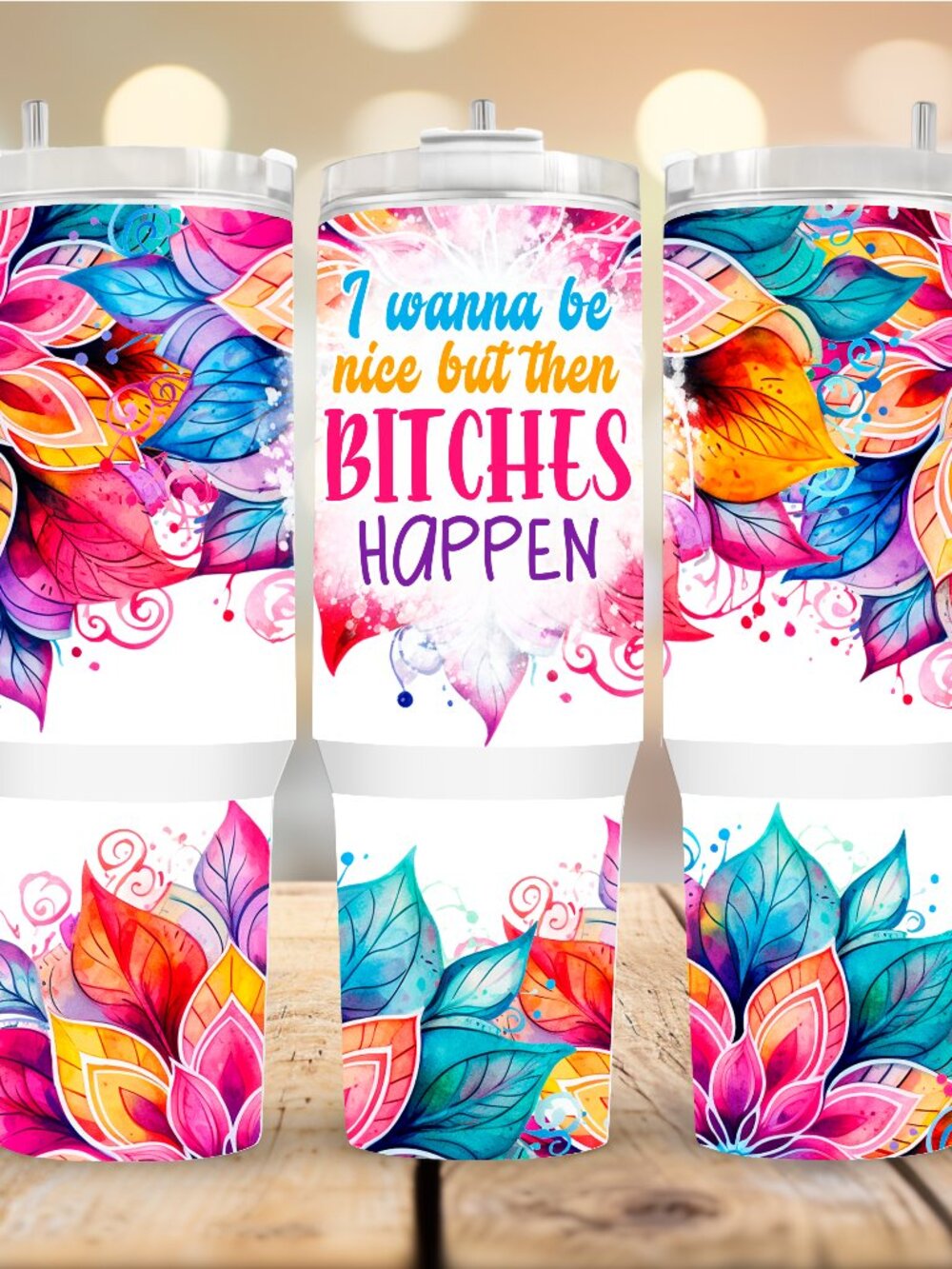 Sarcastic 40oz Tumbler - Floral Travel Mug
